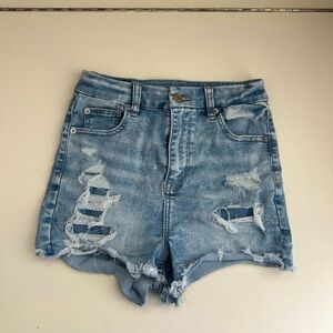 American Eagle Outfitters Light Blue Distressed Jean Shorts